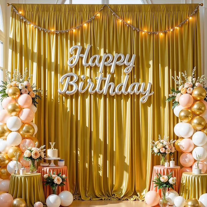 10x10 ft Dark Gold Glitter Backdrop Curtain - Image 3