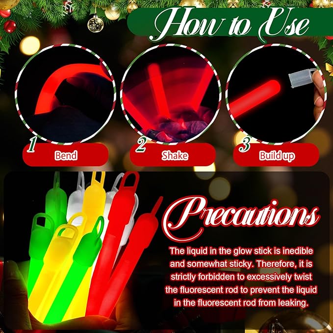 Lewtemi 4" or 6" 100 Pack Bright Glow Sticks Bulk, Glow in The Dark Party - Image 3