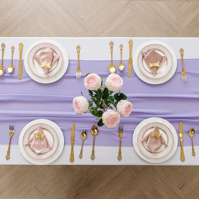 6Pack 9ft Chiffon Table Runner 14x108 Inch Sheer Romantic Table Runner - Image 3