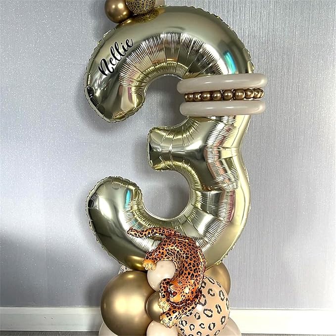 Champagne Gold 8 Balloons, Self Inflating Digit 8 Balloons - Image 5