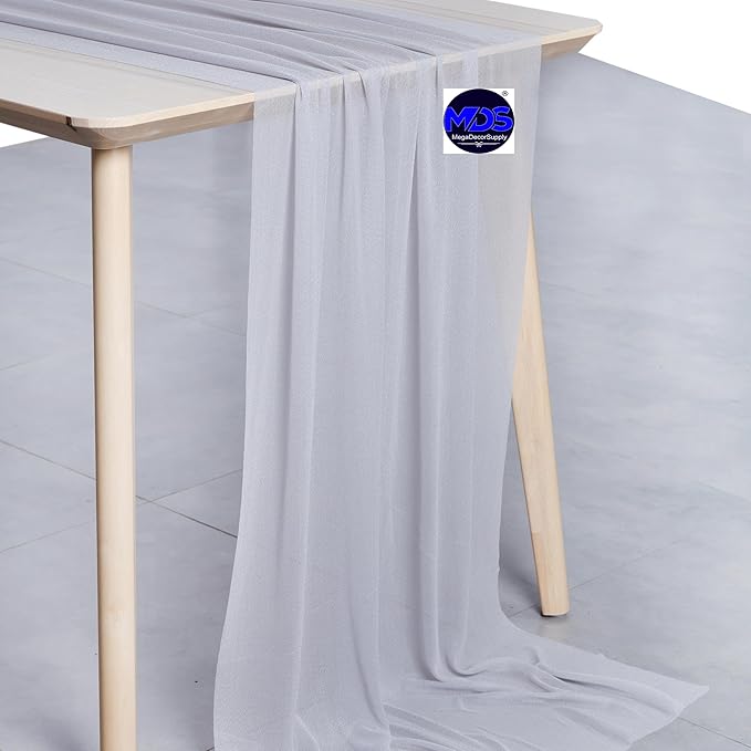 MDS 2 Pack 10ft Chiffon Table Runner 29 x 120 Inches Sheer Wedding Runner - Image 2