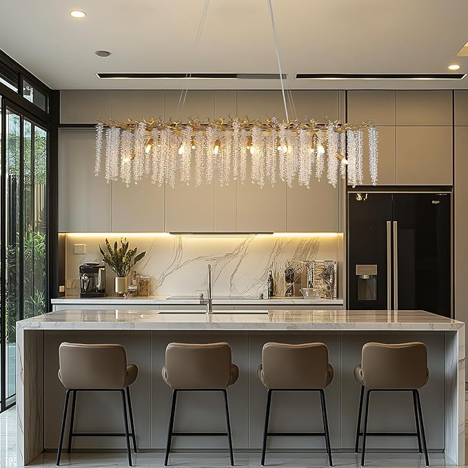 YUYI Modern Crystal Chandelier, 47.2" Gold Tree Branch Chandeliers by YUYILIGHTING