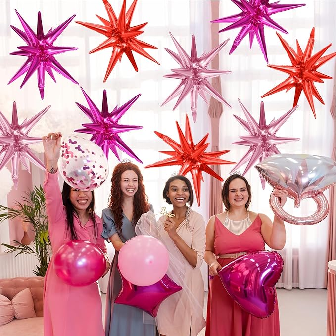 Hot Pink Red Star Balloons - Image 7