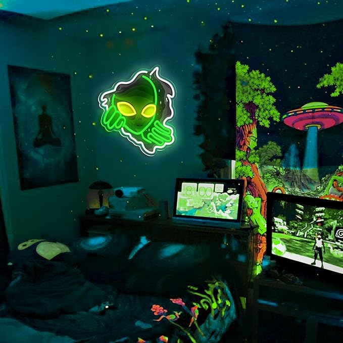 Alien Neon Sign, Dimmable Green Alien Led Neon Lights - Image 6