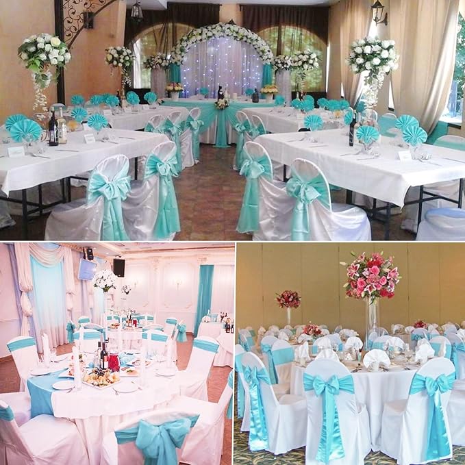 100 PCS Satin Chair Sashes Decorative Bow Chair Sashes Ties Back Ribbon Bow - Image 5
