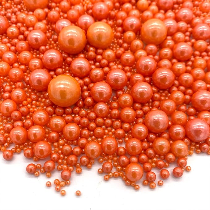 Weraru Edible Orange Pearl Sugar Sprinkles Candy Mixing Size Baking Edible Cake - Image 5