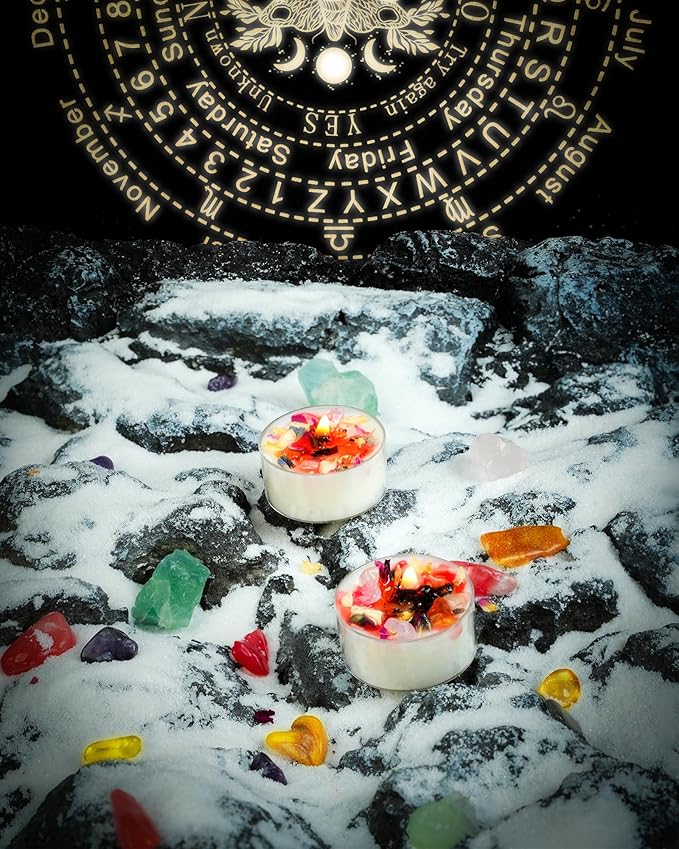 Tealight Candles with Crystals and Herbs, Handmade Energy, Healing Crystal - Image 4