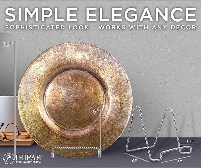 TRIPAR Decorative Twisted Wire Stand, Chrome Display Tabletop Easel Sleek & - Image 2