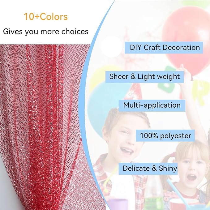 Glitter Tulle Fabric 56 Inch by 5.5 Yards Fabric Tulle Bolt - Image 3