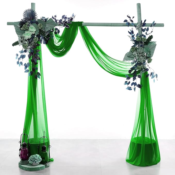VDS Pack of 2 Panel Wedding Arch Draping Fabric Sheer Chiffon Fabric Drapery - Image 2