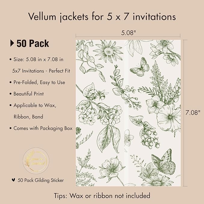 50 Pack Pre-Folded Vellum Jackets - Image 2