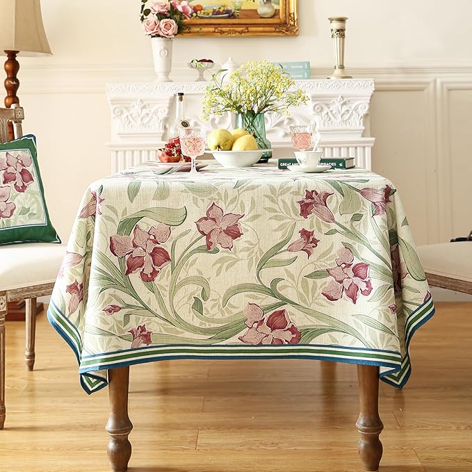 patdrea Designer Green Small Rectangle Tablecloth, Framhouse Vintage French - Image 4