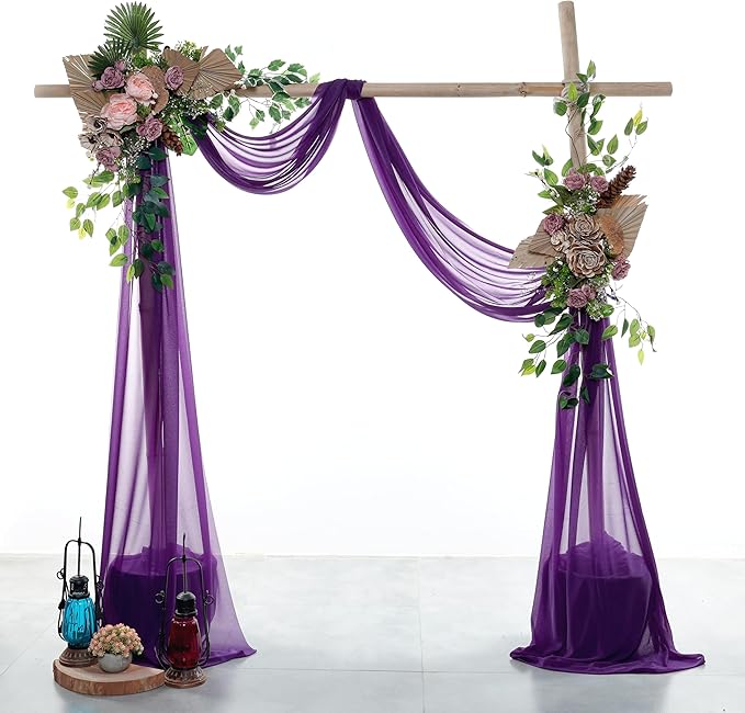 VDS Pack of 1 Panel Wedding Arch Draping Fabric Sheer Chiffon Fabric Drapery - Image 2