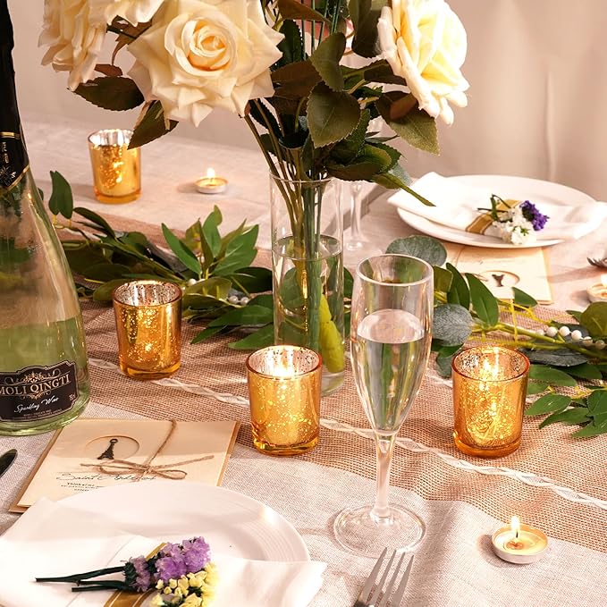Homemory 36 Pcs Gold Votive Candle Holders, Mercury Glass Candle Holder - Image 3