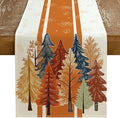 GEEORY Fall Watercolor Trees & Maple Leaves Striped Table Runner 13x108 Inch by GEEORY