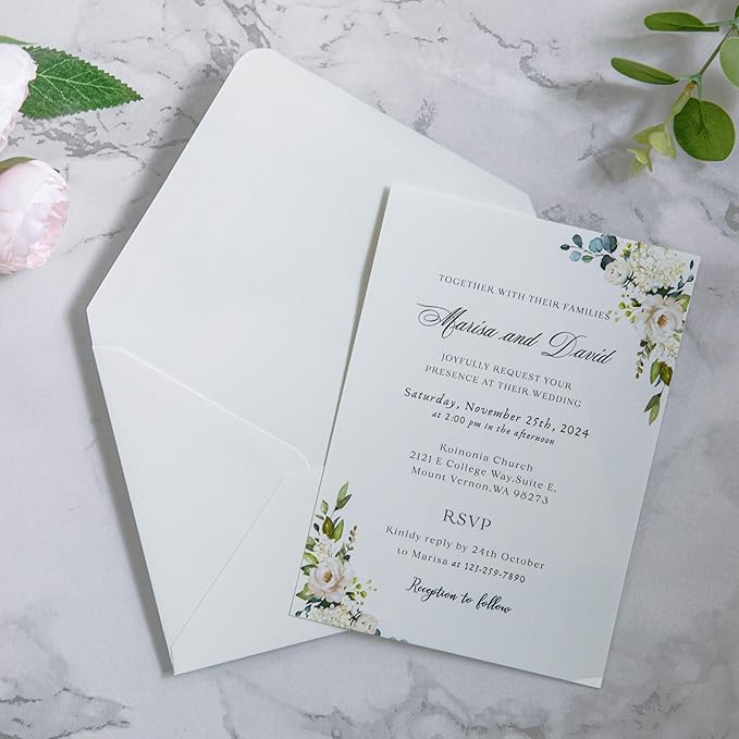 PONATIA 50 PCS A7 Envelopes, 5.25 x 7.48'' Matte Ivory Envelope, Perfect 5x7 - Image 4
