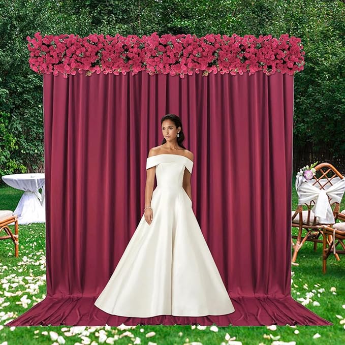 10ft x 10ft Burgundy Backdrop Curtains - Image 6