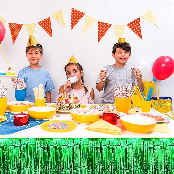 4P Metallic Foil Fringe Tinsel Table Skirts - Image 5