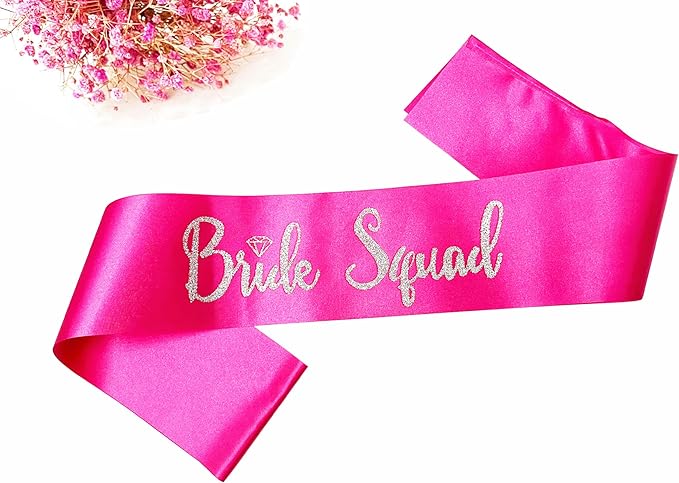 Bride Squad Sashes, 6 Pack Silver Glitter Bachelorette Party Sash - Image 6