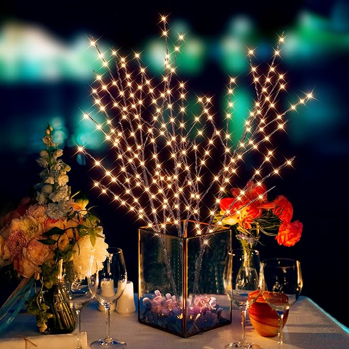 33in Lighted Branches with 180 LED Lights, Twinkling Light Up Tree with Timer - Image 6