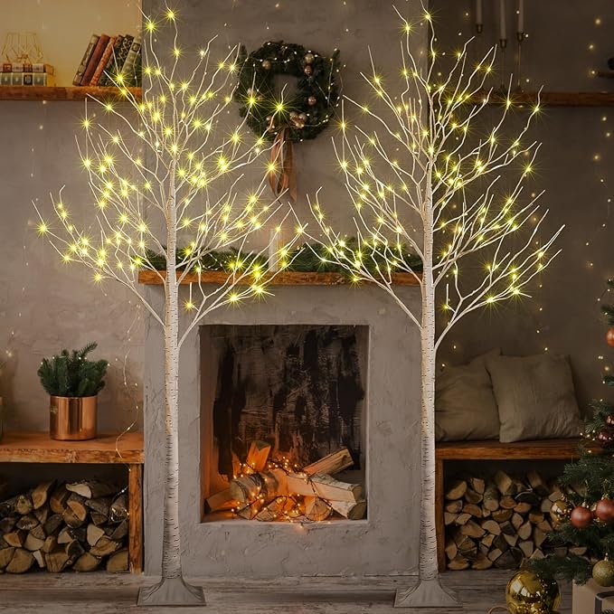 LIGHTSHARE 8 Feet 132L LED Birch Tree Lights, Warm White, - Image 4