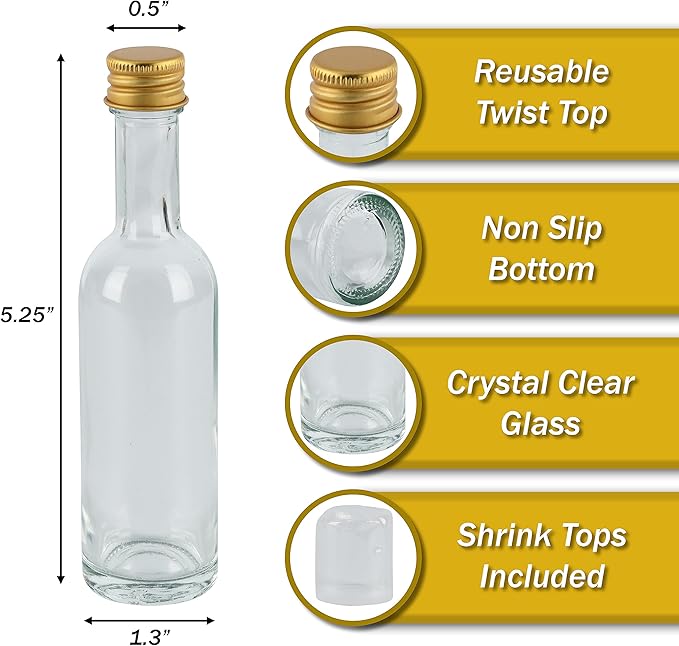 50 ml 24 Pack, Mini Small Glass Bottles - Image 2