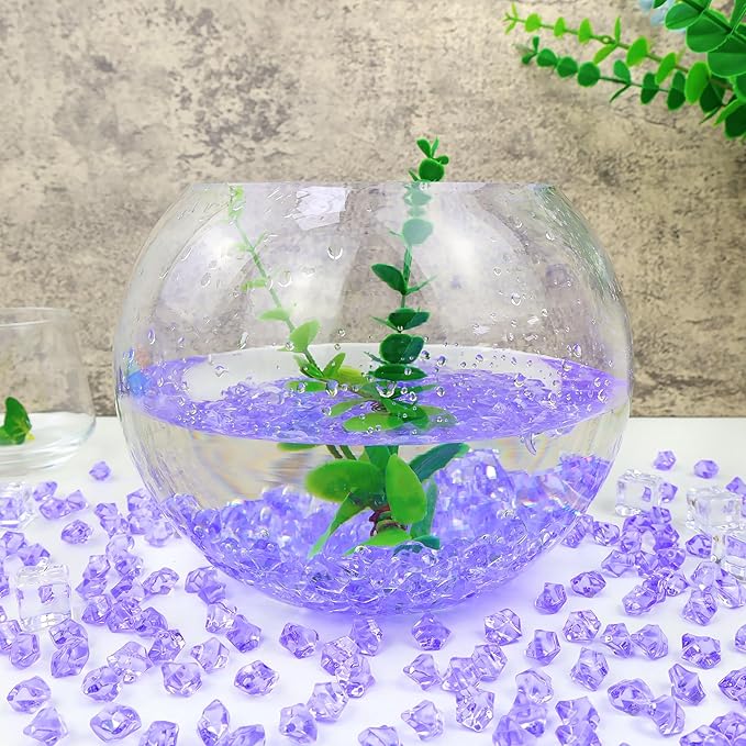 YATOJUZI 500pcs Fake Ice Cubes Violet Acrylic Crushed Rocks Purple Vase Fillers - Image 4