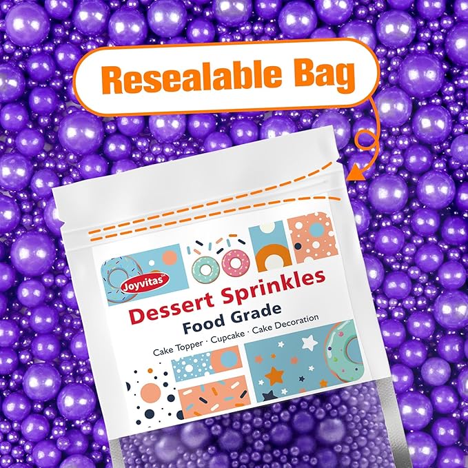 Purple Pearl Sprinkles for Cake Decorating, Edible Pearl Candy, 150g/5.29oz Mix - Image 7