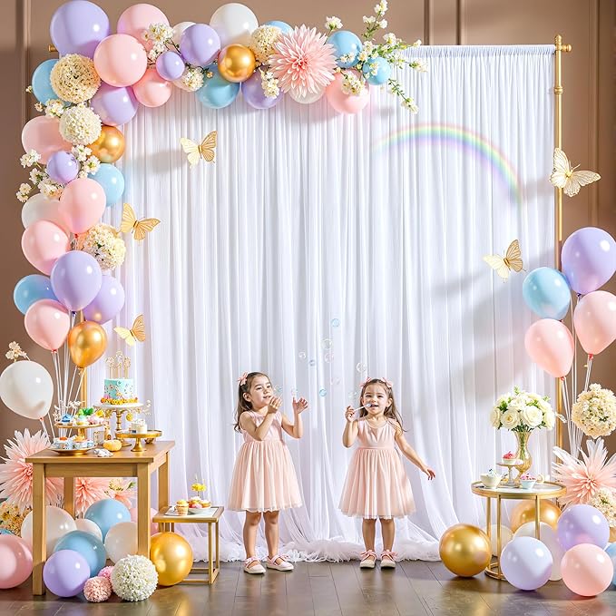 White Tulle Backdrop Curtain for Wedding Parties, 10ft x 10ft Wrinkle Free - Image 4