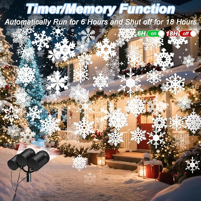 Christmas Snowflake Projector Lights Outdoor, Timing Mode Upgrade 3-Head - Image 5