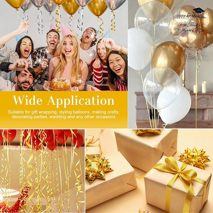 500 Yards Glitter Gold Curling Ribbon-Balloon String-Balloon Ribbon Shiny Roll - Image 6