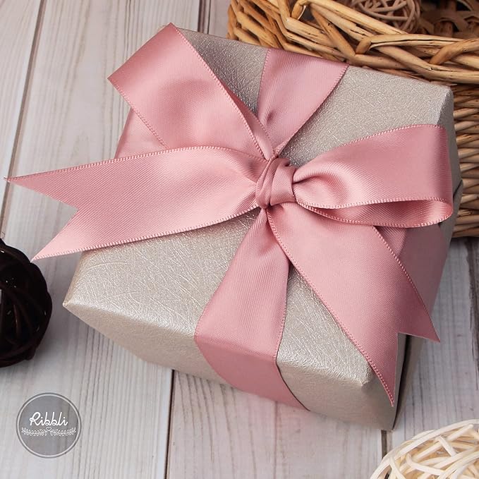 Ribbli Rose Gold Double Faced Satin Ribbon, 1” x Continuous 25 Yards, Use - Image 2