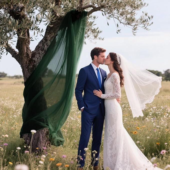 VOK Dark Green Wedding Arch Draping Fabric Chiffon Fabric, 29in x 18Ft Sheer - Image 5
