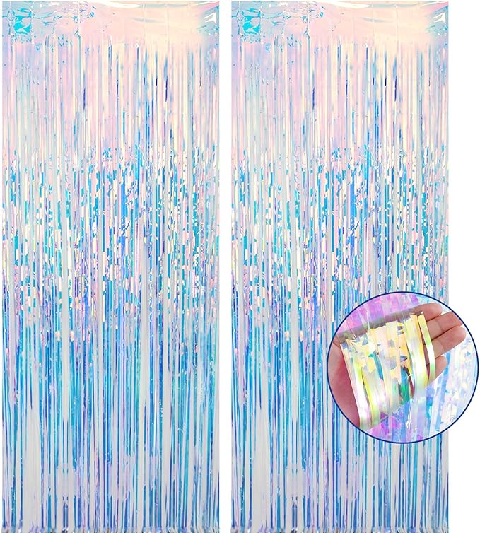 2 Pack Fringe Curtains Party Decorations, Tinsel Backdrop Curtains by BEAYFILY