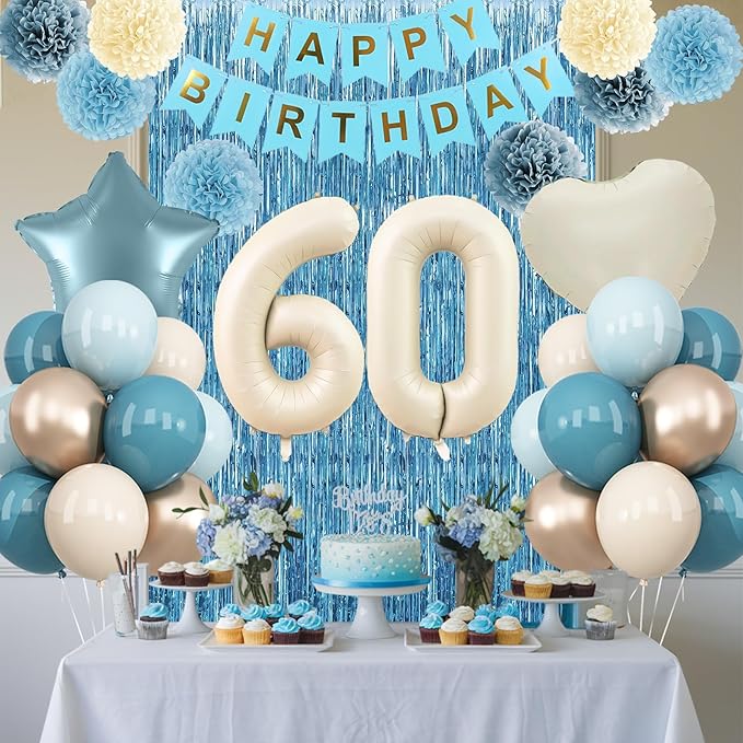 Dusty Blue 60th Birthday Party Decorations - Image 2