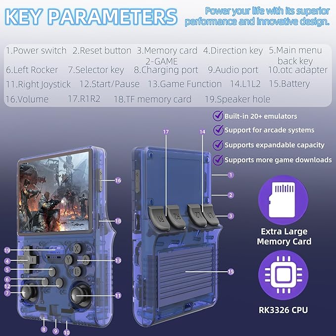 R40S PRO Retro Gaming Console, 30000+ HD Games Handheld Game Console, 3800mAh - Image 7