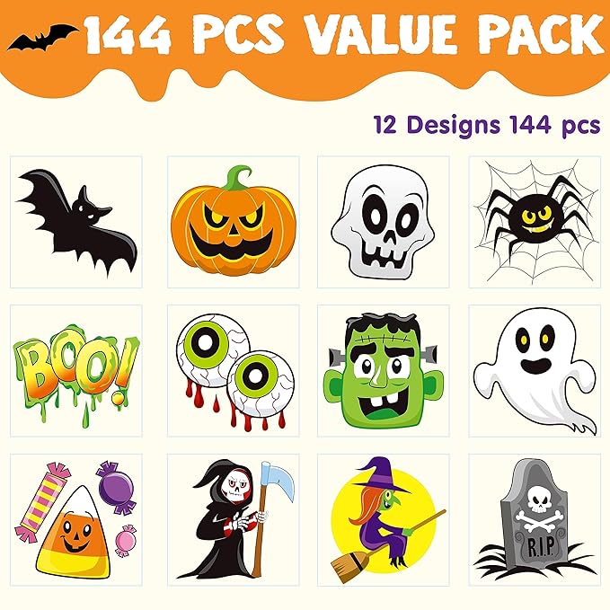 JOYIN 144 PCS Halloween Temporary Tattoos - Image 2