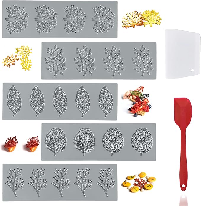 7Pcs Leaf Silicone Fondant Molds by RHVQ