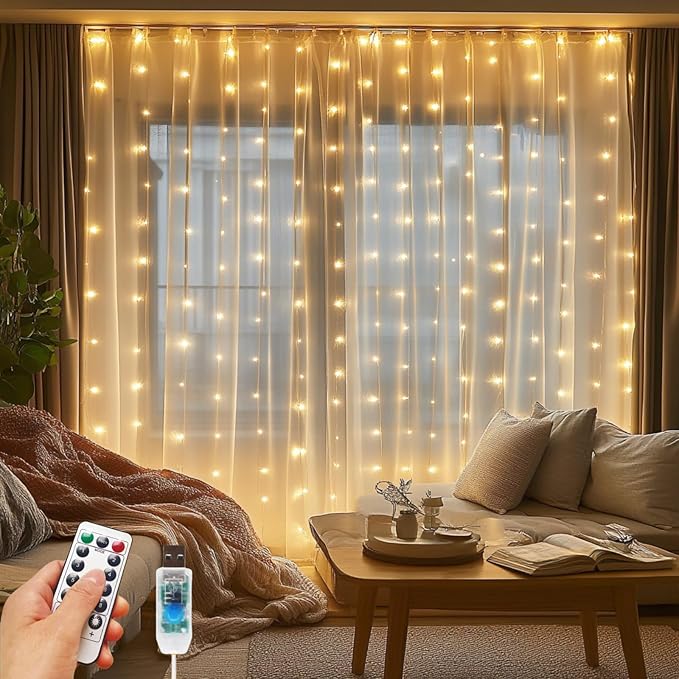 Fairy Curtain Lights, 300 LED Upgraded Tangle-Free Hanging Lights by Unknown