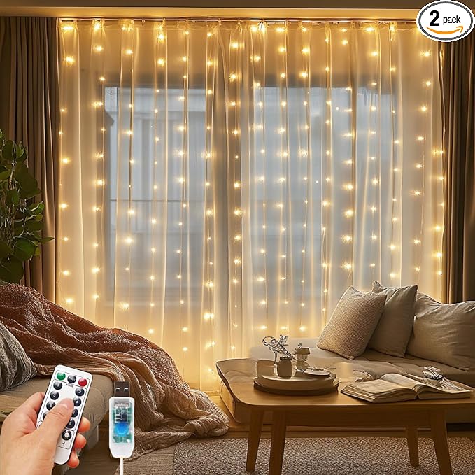 2 Pack Fairy Curtain Lights, 300 LED Upgraded Tangle-Free Hanging Lights by Unknown