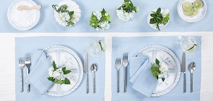 Solino Home Linen Sky Blue Table Runner 144 Inches Long - Image 8