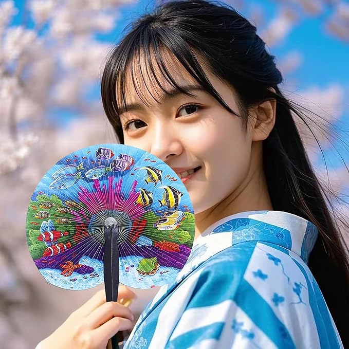 20 Pcs 10" Safari Print Animal Folding Paper Hand Fan Bulk - Image 4
