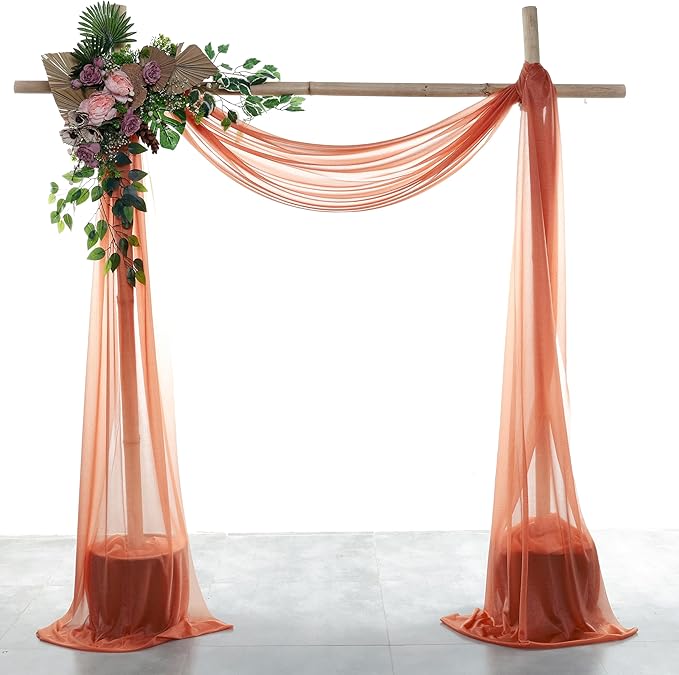 VDS Pack of 4 Panel Wedding Arch Draping Fabric Sheer Chiffon Fabric Drapery by VDS