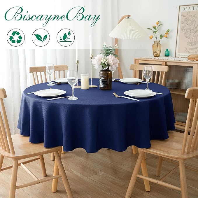 Biscaynebay Textured Fabric Round Tablecloths 70", Parties etc Machine Washable - Image 2