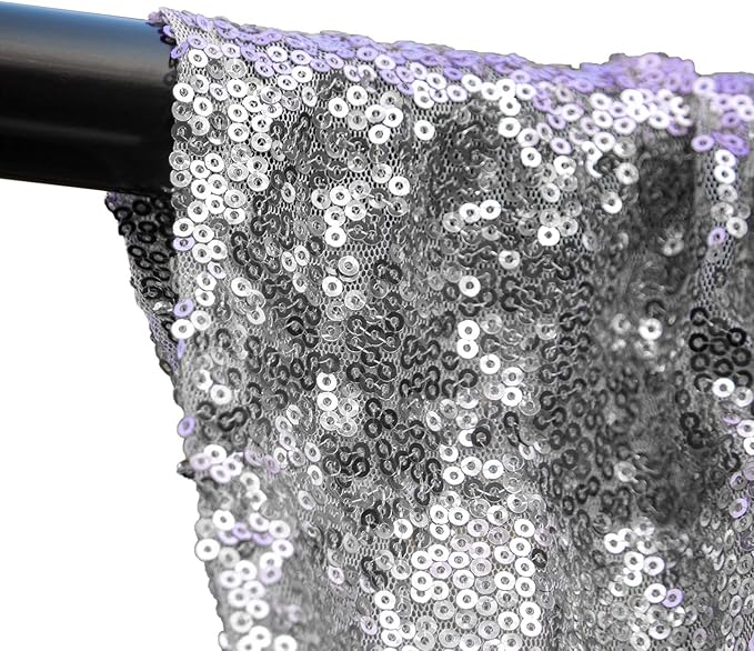 Silver Sequin Backdrop Curtains 4 Panels 2FTx8FT Wedding Photo Backdrop Glitter - Image 4