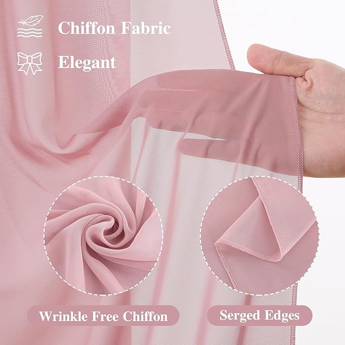 Wedding Arch Draping Fabric 1 Panel 18Ft Dusty Rose Chiffon Fabric Drapery - Image 2