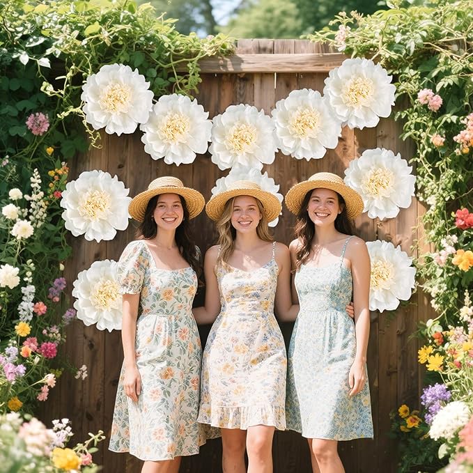 SUNBEAUTY 6 Pcs White Giant Paper Flowers Decorations 12" Large Tissue - Image 2