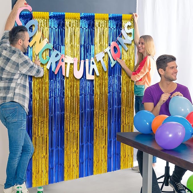 3 Pack 3.3Ft x 6.6Ft Graduation Foil Fringe Curtain Backdrop Decorations - Image 7