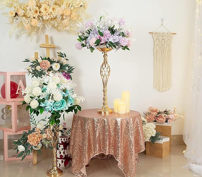 LANLONG 2pcs Metal Gold Candle Holders Road Lead Table Centerpiece Stand Pillar - Image 5