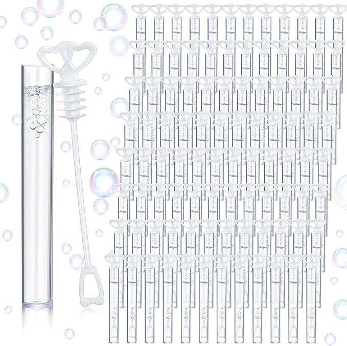 150 Pcs Bubble Wands Bulk for Wedding Party Mini Heart Wand by PullCrease